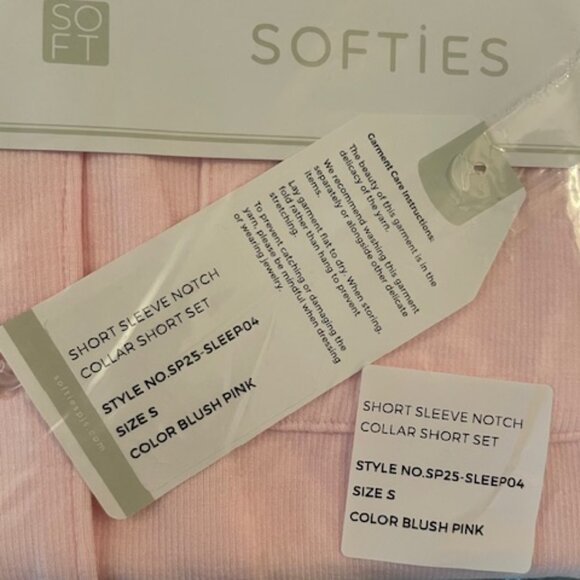 NWT Softies Short Sleeve Notch Collar Short Set Pink Pajamas Oprah Fav Gift $120 - Picture 5 of 5